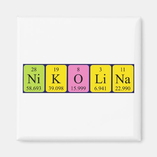 Nikolina periodiek table name magnet (Voorkant)