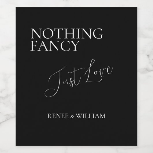 Niks Fancy, gewoon houden van minimal script wijnl Wijn Etiket (Enkel label)