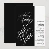 Niks Fancy Gewoon Liefde Modern Zwart Bruiloft Kaart (Voorkant / Achterkant)