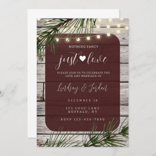 Niks Fancy gewoon liefdesuitnodiging Kaart (Voorkant / Achterkant)