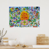 Nik's PLA-Poster (blauwe achtergrond) Poster (Keuken)