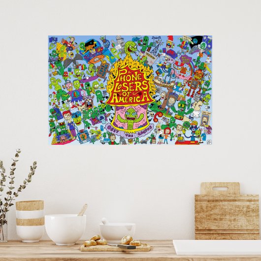 Nik's PLA-Poster (blauwe achtergrond) Poster (Keuken)