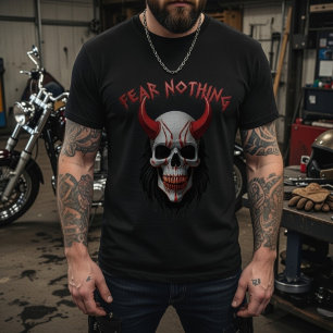 Niks Te Vreezen Rode Gehoornde Schedel Grafische P T-shirt