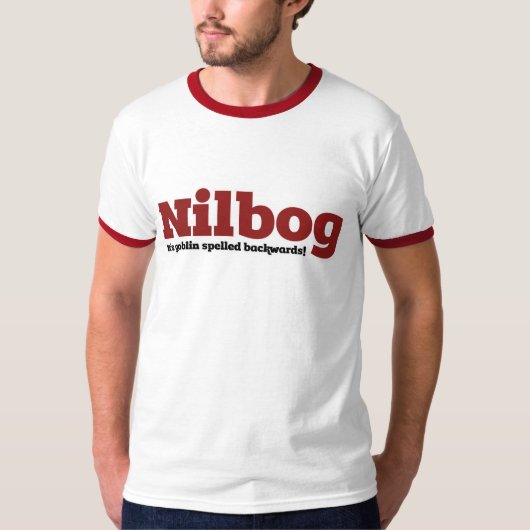 Nilbog, het wordt achteruit gespeld t-shirt (Voorkant)