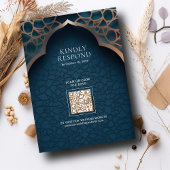 Nile Blue Islamic Arch QR Code RSVP Wedd Website Informatiekaartje