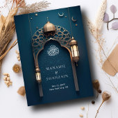 Nile Blue Islamic Arch QR Code RSVP Wedd Website Informatiekaartje
