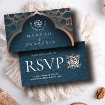 Nile Blue Islamic Arch QR Code RSVP Wedd Website