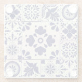 Nile Blue Mexicaanse Traditionele Bloem Talavera Glazen Onderzetter (Achterkant)