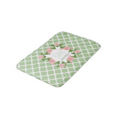 Nile Green Quatrefoil roze roze roze monogram met Badmat (Gekanteld)