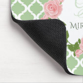 Nile Green Quatrefoil roze roze roze monogram met  Muismat (Hoek)