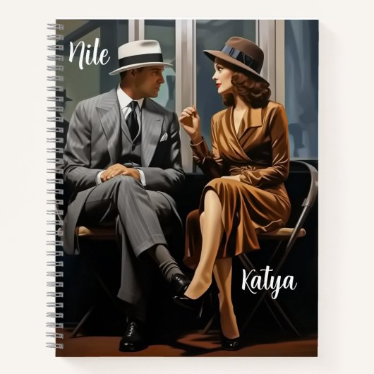 Nile Katya Writer Retro Beeld Spiraal Notebook Notitieboek (Voorkant)