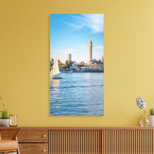 Nile Reflections Beneath Cairo Tower Canvas Afdruk (Insitu (Woonkamer))