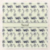 Nile River Botanische Patroon, aangepast Glazen Onderzetter (Voorkant)