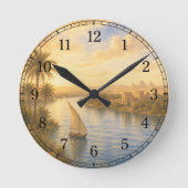 Nile River Wall Clock — Landscape Design Ronde Klok (Voorkant)