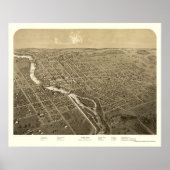 Niles, MI Panorama Map - 1868 Poster (Voorkant)