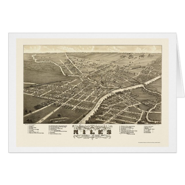 Niles, OH Panoramic Map - 1882 (Voorkant Horizontaal)