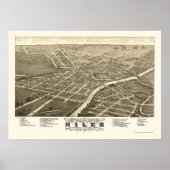 Niles, OH Panoramic Map - 1882 Poster (Voorkant)