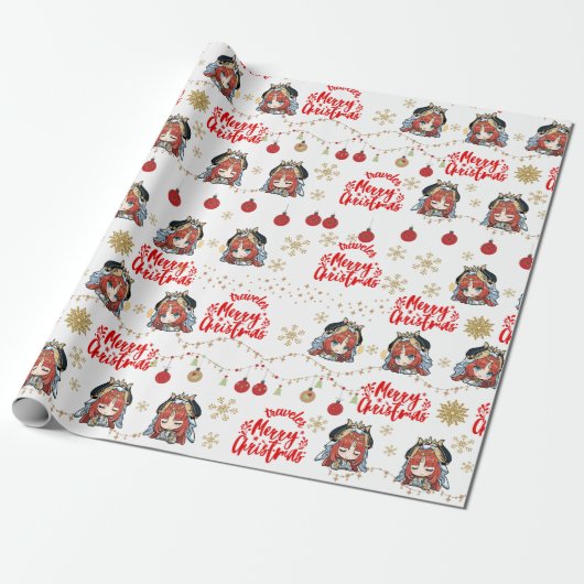 Nilou Kerst Thema Gift Wrapper Cadeaupapier (Uitgerold)