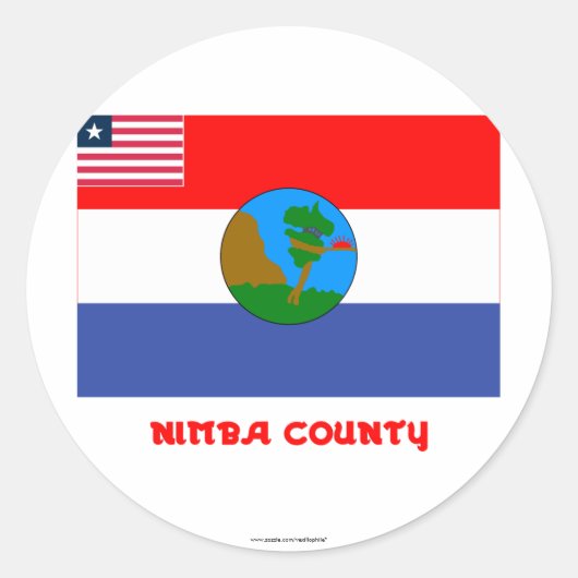 Nimba County Flag met naam Ronde Sticker (Voorkant)