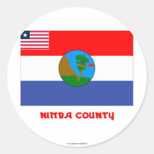 Nimba County Flag met naam Ronde Sticker