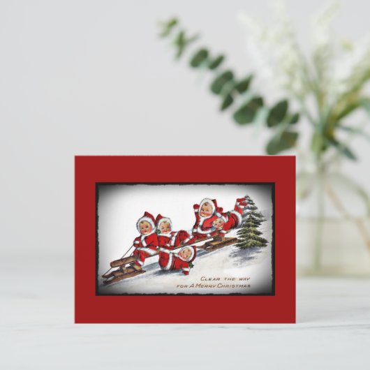 Nimblie Nicks Ride a Sled Briefkaart (Staand voorkant)