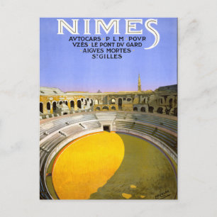 Nimes France Vintage Travel Poster teruggezet Briefkaart