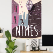 Nîmes Frankrijk Cartoon reisposter Poster (Thuiskantoor)