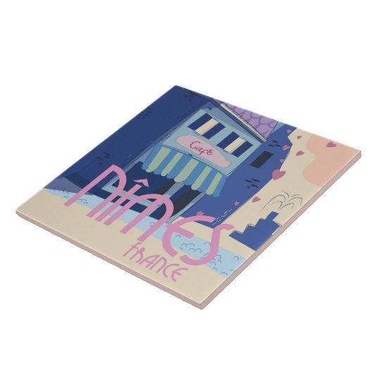 Nîmes Frankrijk reisposter print. Tegeltje (Zijkant)