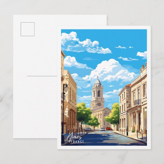 Nimes Frankrijk vintage reisillustratie Briefkaart (Voorkant / Achterkant)