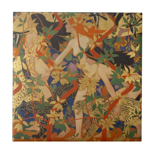 Nimfen art nouveau tegeltje (Voorkant)