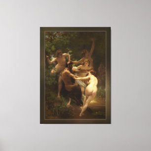 Nimfen en Satyr door William-Adolphe Bouguereau Canvas Afdruk