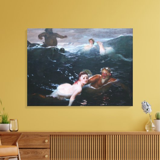 Nimfen en Satyrs Spelen in de Golven Canvas Afdruk (Insitu (Woonkamer))
