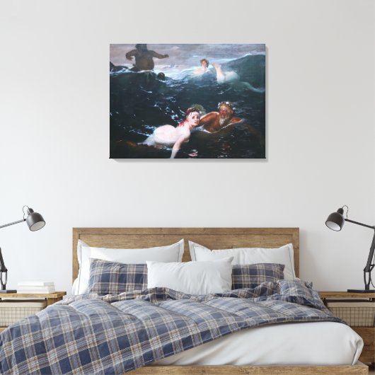 Nimfen en Satyrs Spelen in de Golven Canvas Afdruk (Insitu (Slaapkamer))