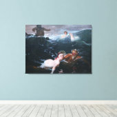 Nimfen en Satyrs Spelen in de Golven Canvas Afdruk (Insitu (Houten vloer))