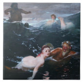 Nimfen en Satyrs Spelen in de Golven Tegeltje (Voorkant)