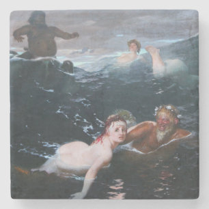 Nimfen en Satyrs Zwemmen in de golven Stenen Onderzetter