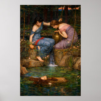 Nimfen vinden het hoofd van Orpheus door Waterhous Poster