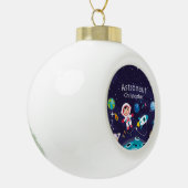Niña astronauta en la luna, nombre monogramado keramische bal ornament (Links)