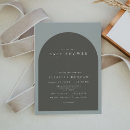 NINA Bohemian Arch Sage Green Photo Baby shower Kaart