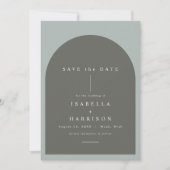 NINA Boho Sage Green Arched Photo Save the Date Kaart (Voorkant)