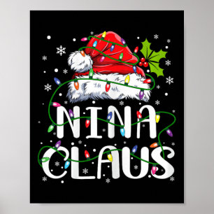 Nina Claus Kerstman Hoed Matching Familie Xma Poster