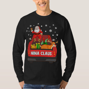 Nina Claus Red Truck Santa Reindeer Elf Kerstmis T-shirt