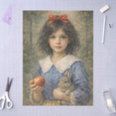 niña con manzana y conejo tissuepapier (Craft)