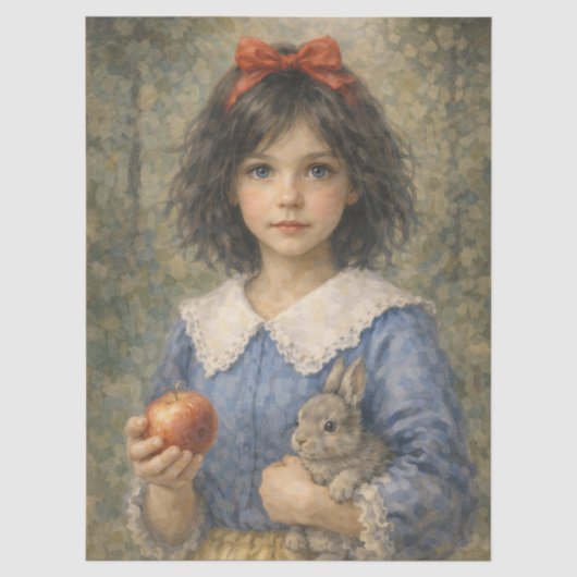 niña con manzana y conejo tissuepapier (Voorkant)