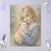 niña dulce con conejo tissuepapier (Craft)