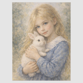 niña dulce con conejo tissuepapier
