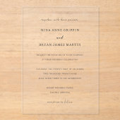 Nina eenvoudige elegante bruiloft acryl uitnodigingen (Voorkant)