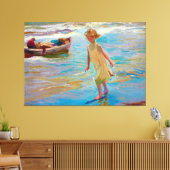 Niña en la playa, Valencia door Joaquin Sorolla 19 Canvas Afdruk (Insitu (Woonkamer))
