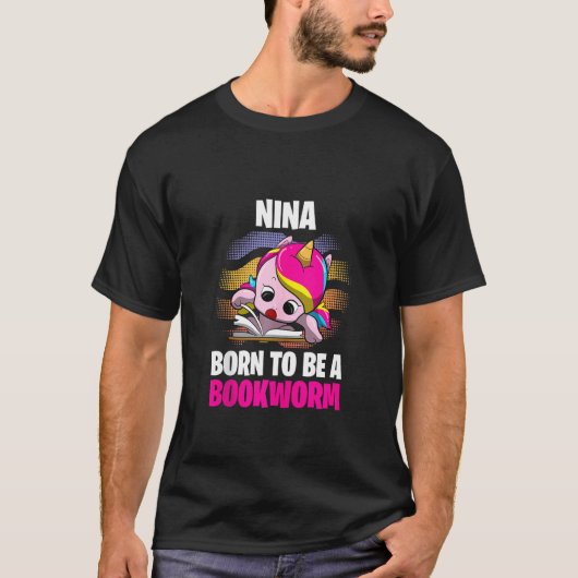 Nina Geboren om een boekworm te zijn, gepersonalis T-shirt (Voorkant)