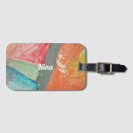 Nina Gepersonaliseerde Zonsondergang Abstracte Kun Bagagelabel (Voorkant (horizontaal))
